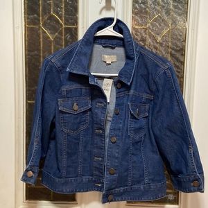 NWT Loft Outlet Size Medium Cropped Jean Jacket w/ 3/4 Sleeves